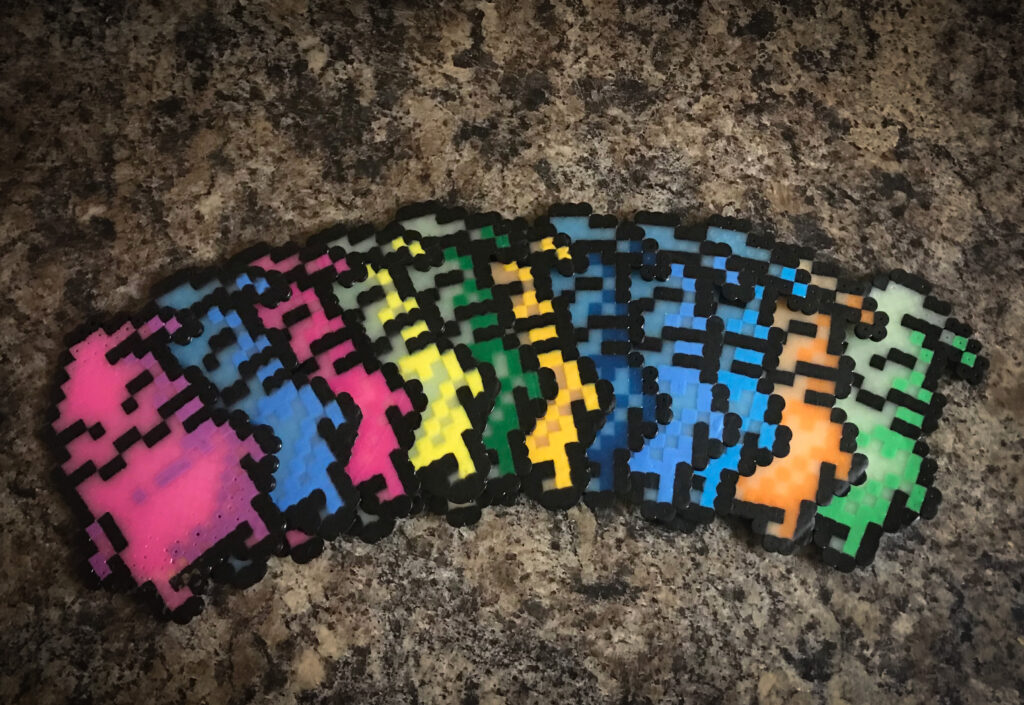 Perler bead oogie boogies.