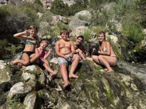 Family photo in one of the hot pools