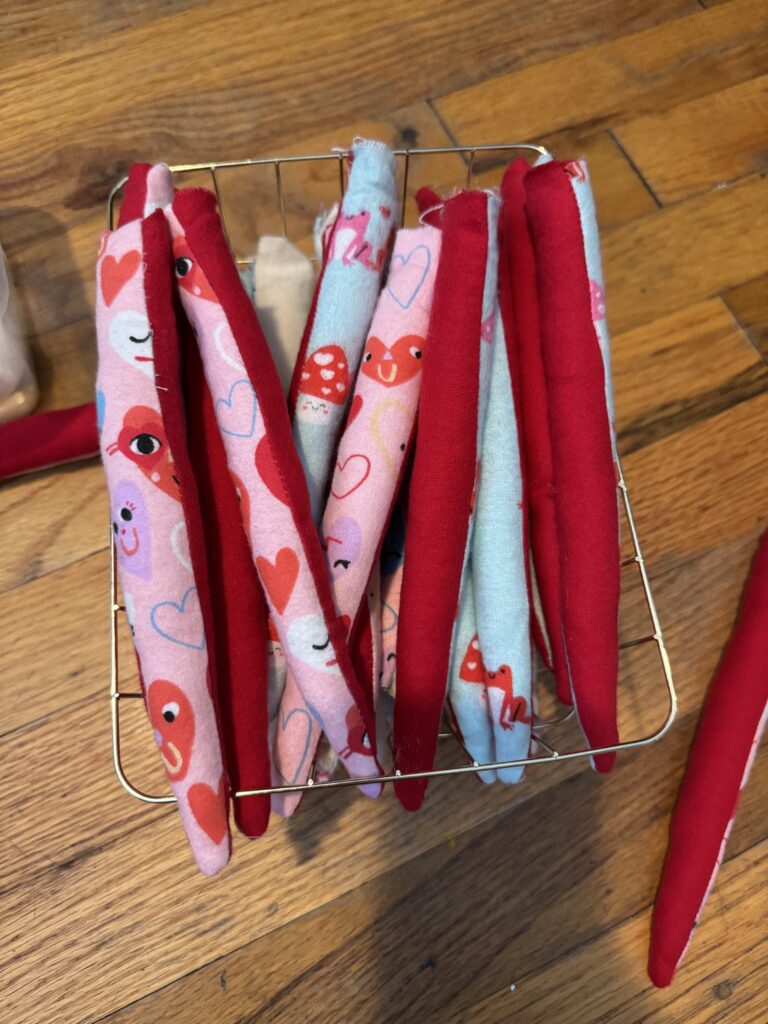 Sewing process, the manta ray tails.